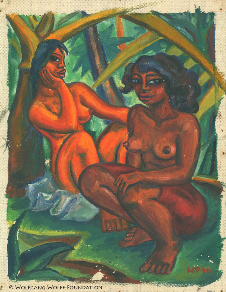 Women making eye contact. 1946